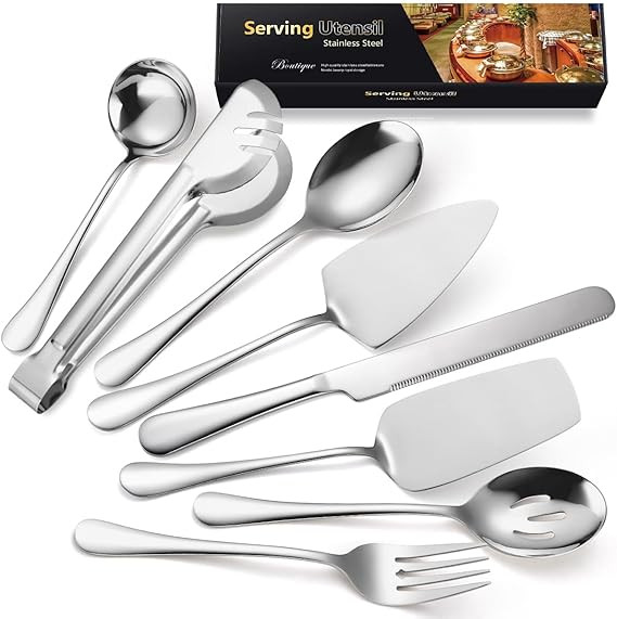 AARAINBOW Home Serving Utensils Set Large, 8 Pcs Stainless Steel Serving Utensils for Parties Buf... | Amazon (US)