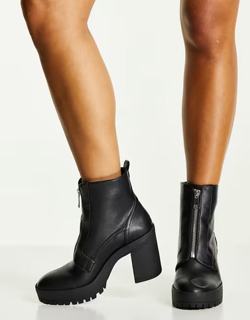 Miss Selfridge Ashley black zip front boot | ASOS (Global)