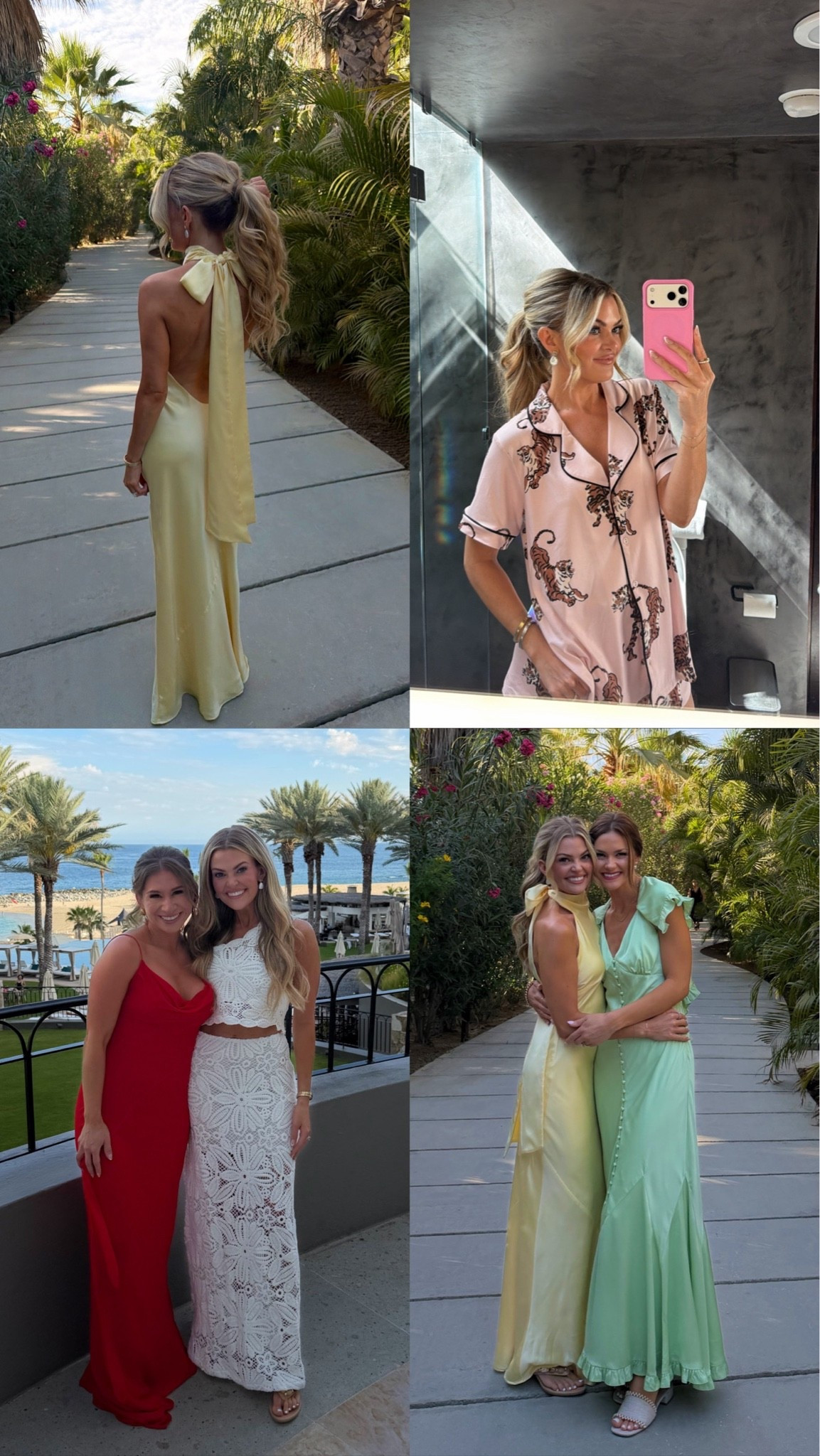 what I wore in cabo!

wearing size small in the yellow dress - I did get it altered length wise, but that’s it! 

wearing size 2 in the set - I did have my seamstress add a lining under so it wasn’t see-thru 

wearing size small in pajamas 

cabo, bridesmaid dress, show me your mumu, white set, two piece set, yellow dress, destination wedding, white party, bridal look, bridal outfit, bridesmaid pjs

#LTKWedding #LTKTravel #LTKootd