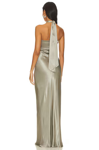 La Lune Ruched Halter Maxi Dress in Sage | Revolve Clothing (Global)