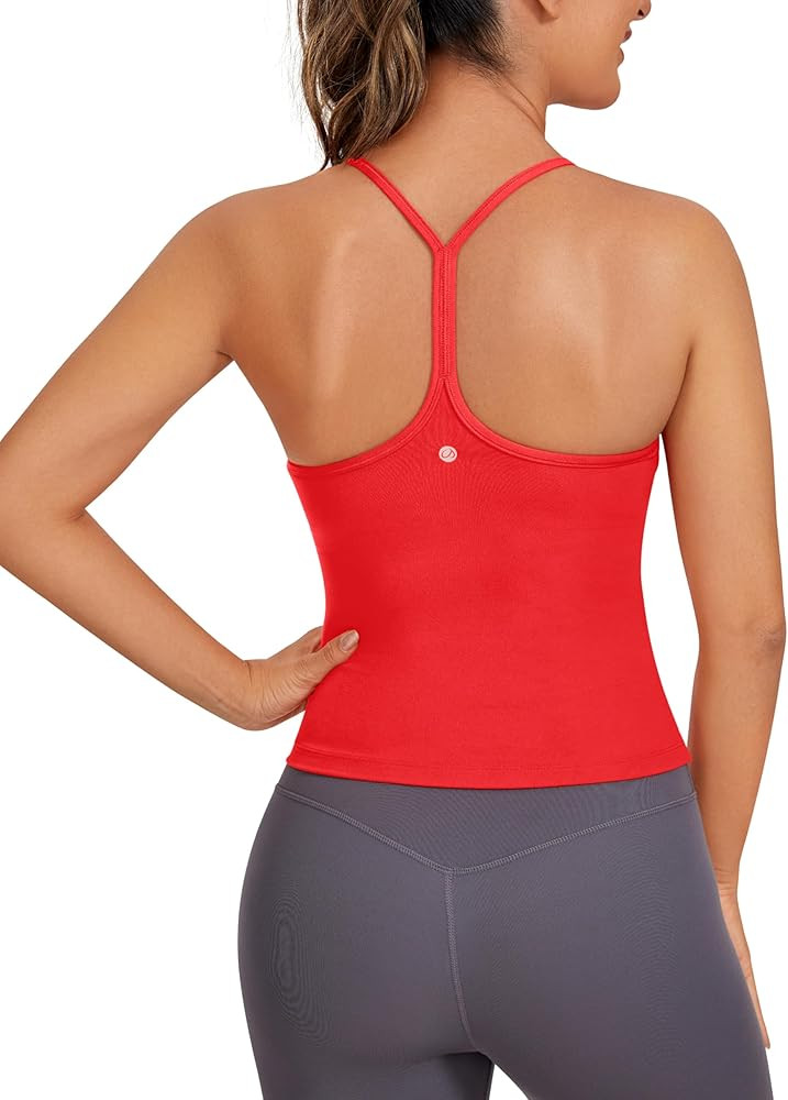 CRZ YOGA Butterluxe Womens Workout Racerback Tank Top with Built in Bra - Scoop Neck Spaghetti St... | Amazon (US)