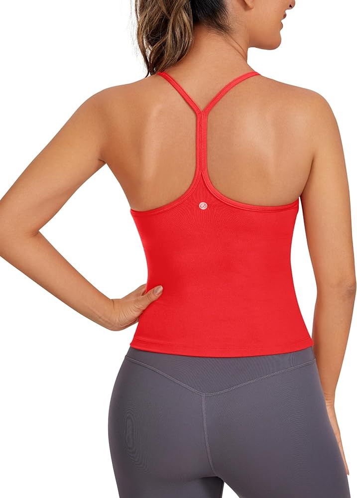 CRZ YOGA Butterluxe Womens Workout Racerback Tank Top with Built in Bra - Scoop Neck Spaghetti St... | Amazon (US)