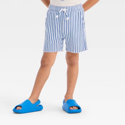 Grayson Mini Toddler Boys' French Terry Striped Shorts - Blue 18M | Target