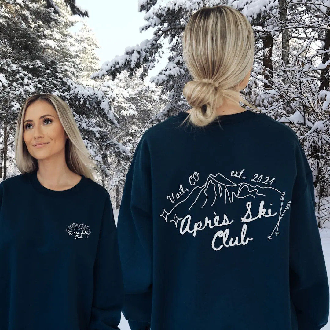 Custom Apres Ski Club Bachelorette Sweatshirt Mountain Winter Girls Ski Trip Luxury Crewneck Moun... | Etsy (US)