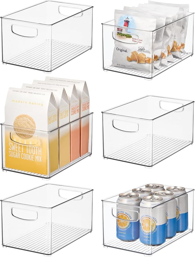 iDesign Stackable Clear Plastic Bin - Kitchen Organizers and Storage for Fridge and Pantry, 6-Pac... | Amazon (US)