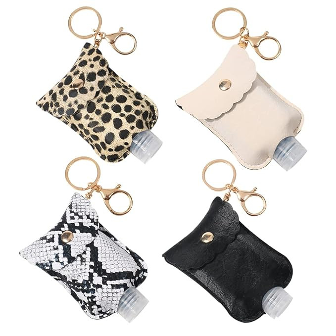 Hand Sanitizer Holder Keychains, 4Pack Portable Travel Squeeze Bottles, Empty Leakproof and Refil... | Amazon (US)