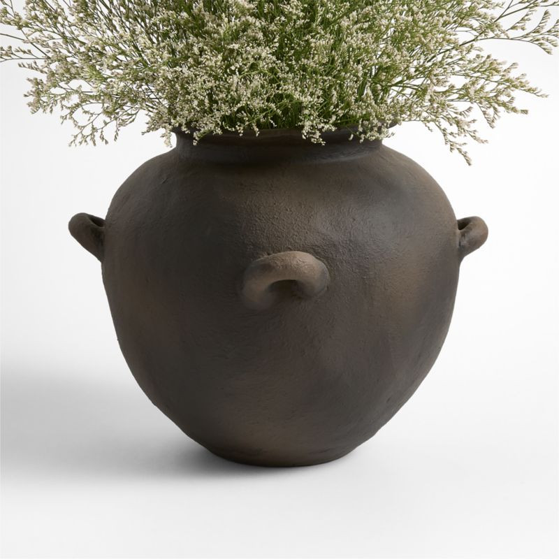 Museion Small Black Earthenware Clay Vase 9.5 by Jeremiah Brent | Crate & Barrel | Crate & Barrel