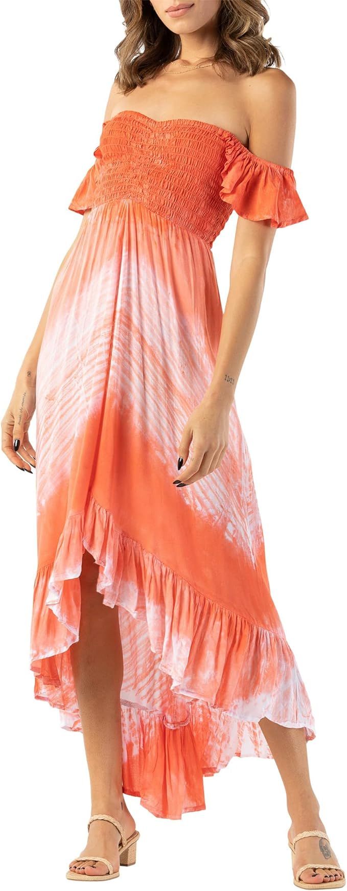 Tiare Hawaii Brooklyn Maxi Dress NATA Tie-Dye Coral One Size | Amazon (US)