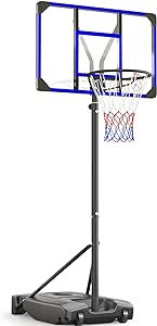 Yohood Kids Basketball Hoop Outdoor 4.82-8.53ft Adjustable, Portable Basketball Hoops & Goals for... | Amazon (US)
