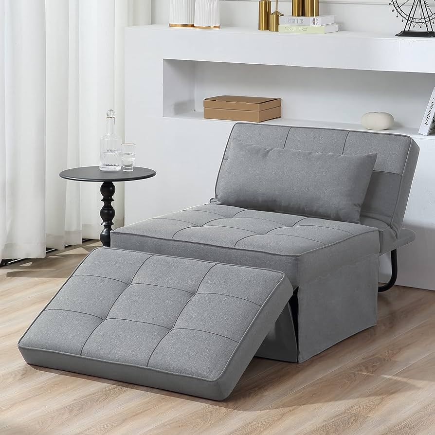 Amazon.com: Sofa Bed, 4 in 1 Multi-Function Folding Ottoman Breathable Linen Couch Bed with Adjus... | Amazon (US)