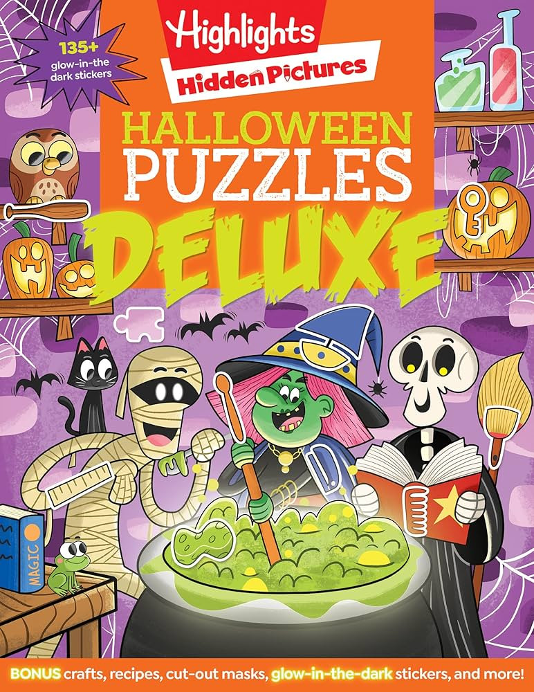 Halloween Puzzles Deluxe: Halloween Activity Book for Kids, 135 Glow-in-the-Dark Stickers, 96-pag... | Amazon (US)