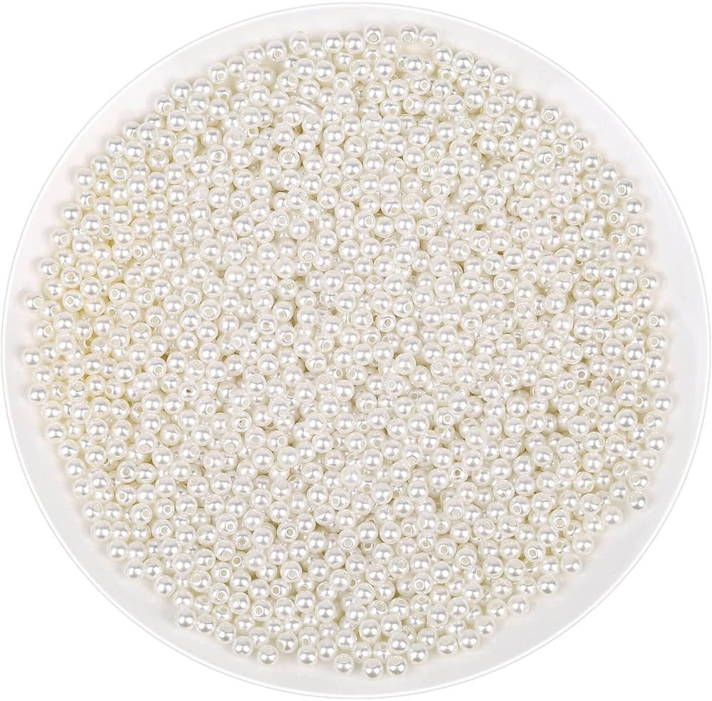 anezus Pearl Beads for Craft, 2000pcs Ivory Faux Fake Pearls, 4 MM Small Sew on Pearl Beads with ... | Amazon (US)