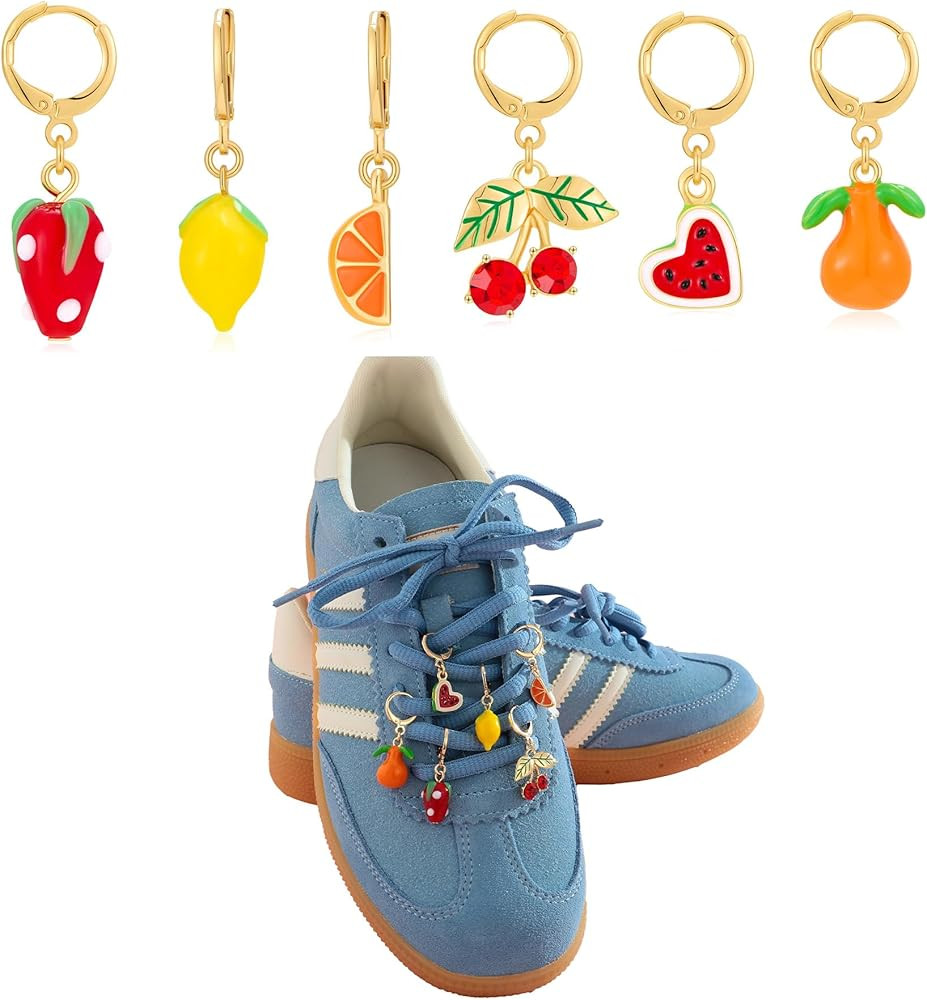 6Pcs Shoe Charms For Sneakers Gold Sneaker Charms Ocean and Fruit Themed Shoelace Charm Customize... | Amazon (US)