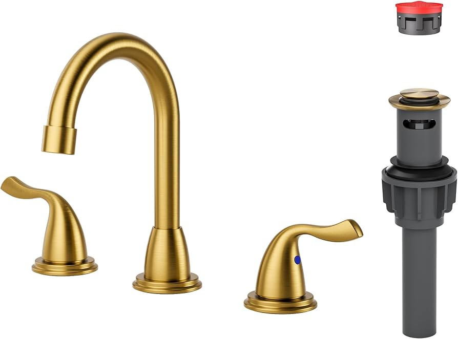 Brushed Gold Bathroom Faucet 3 Hole: ARCORA 8 Inch Widespread Bathroom Faucet, 2 Handles Bathroom... | Amazon (US)