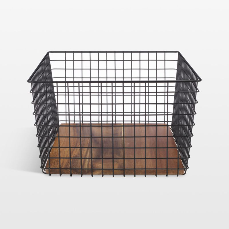 NeatMethod Large Black Metal Grid Storage Basket + Reviews | Crate & Barrel | Crate & Barrel