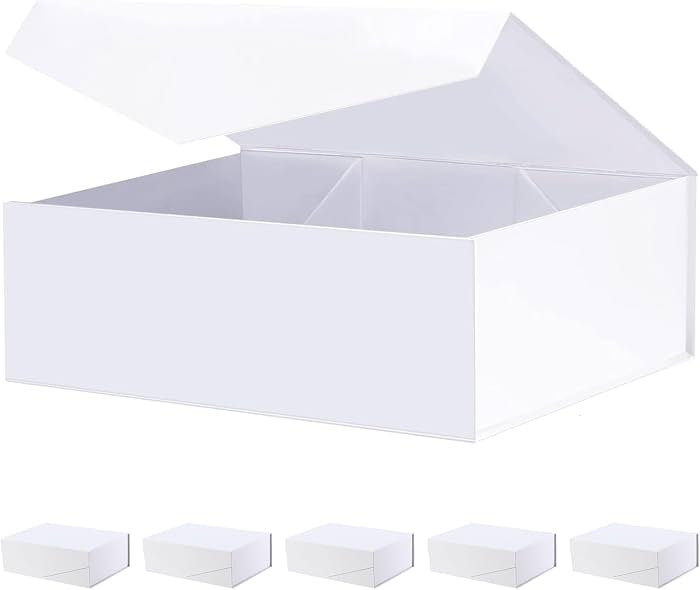 BLK&WH 6 Gift Boxes 11.5x8.1x3.8 Inches, Large White Magnetic Bridesmaid Proposal Boxes with Lids... | Amazon (US)