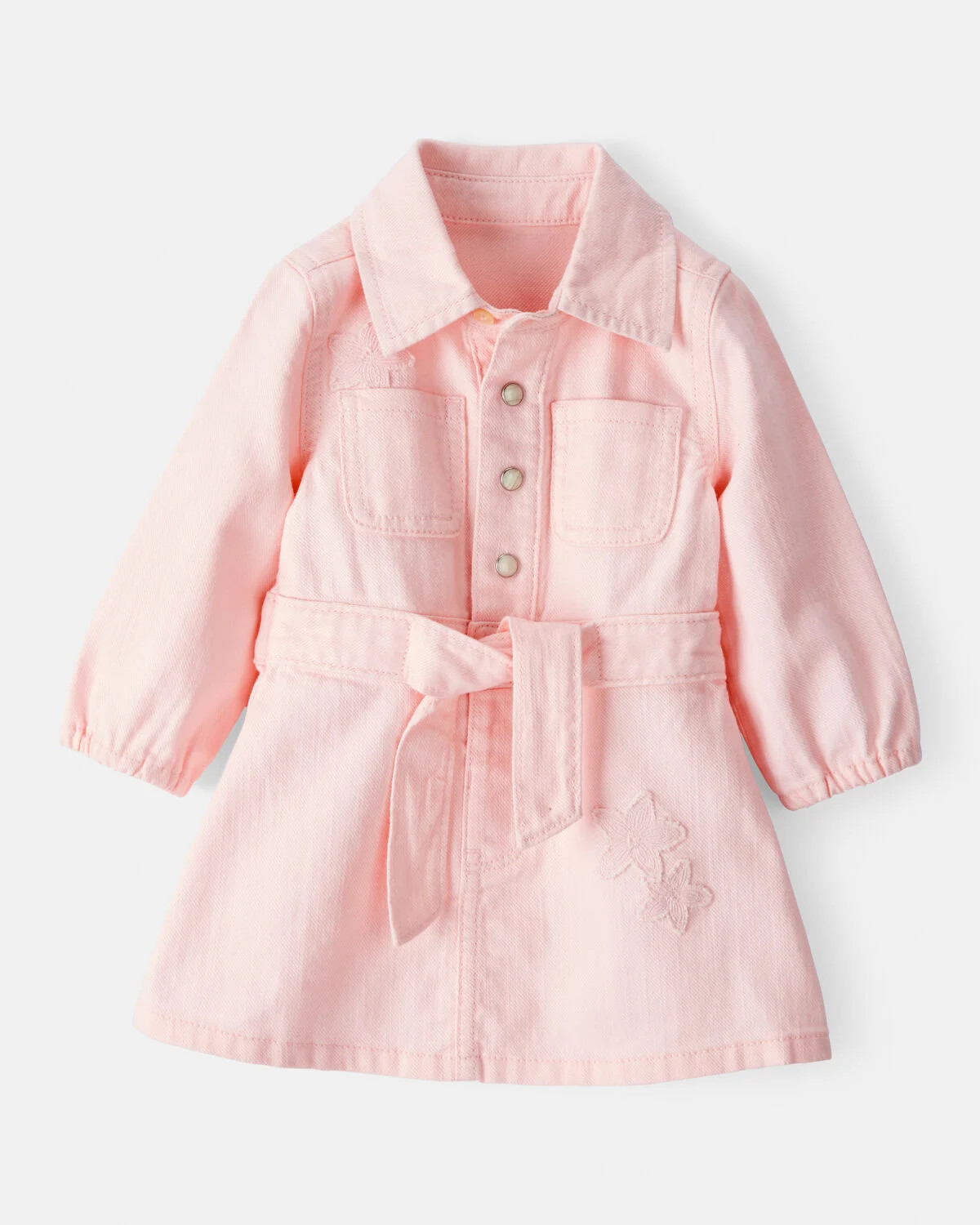 Baby Girl Embroidered Cotton Long-Sleeve Dress - Pink - OshKosh B'gosh | Carter's | Carter's Inc