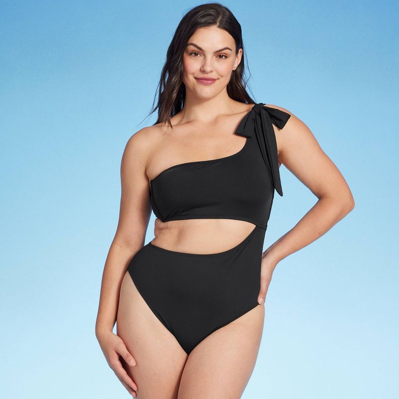 Women's One Shoulder Bow Cut Out One Piece Swimsuit - Shade & Shore™ | Target