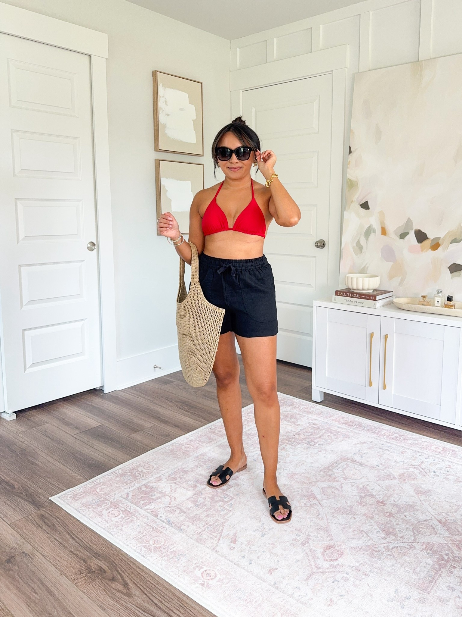 Europe & Summer Capsule Wardrobe
Red swimsuit top size xs TTS
Black linen shorts size xs TTS
Black sandals size 5.5 TTS



#LTKPetite #LTKStyleTip #LTKTravel