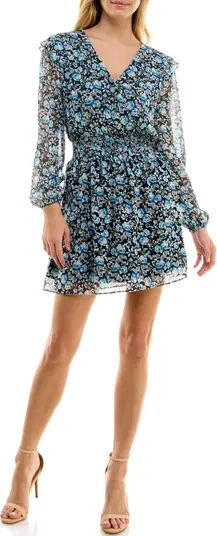 Floral Long Sleeve Fit & Flare Minidress | Nordstrom Rack