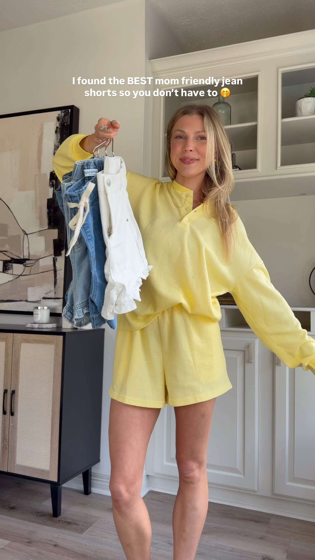 Stretchy jean shorts - postpartum friendly!  

 