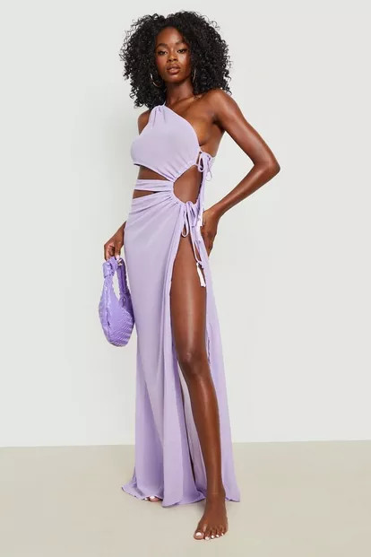 One Shoulder Cut Out Maxi Beach Dress | Boohoo.com (US & CA)