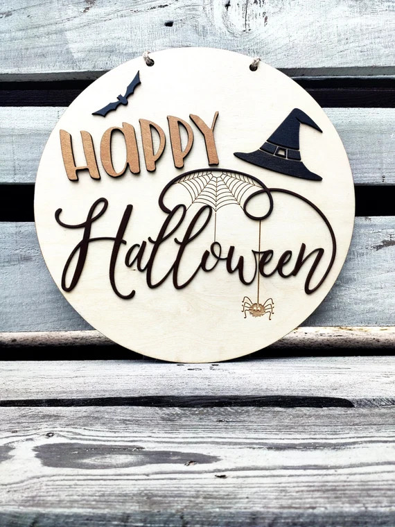 Happy Halloween Door Hanger  Fall Wreath  Front Door Wreath - Etsy | Etsy (US)