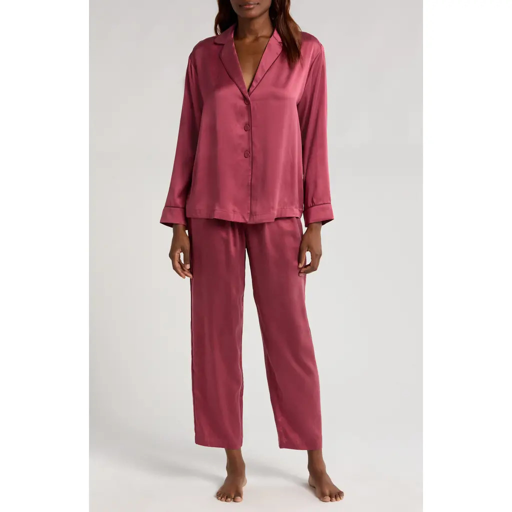 Lunya Washable Silk Pajamas in Winter Rose/Calliope Wine at Nordstrom, Size X-Large | Nordstrom