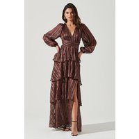 ASTR the Label | Anora Floral Tiered Maxi Dress in Copper black ditsy | Size L | ASTR The Label (US)