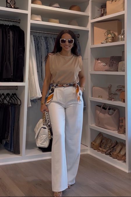 Styling White trousers for the summer! 
These are one of my favorite trouser/pants to wear. 
They come in many different colors, different fabrics and they are also available in 3 lengths! 

Pats size: 24 regular length 
Top size: small 

#LTKstyletip #LTKover40