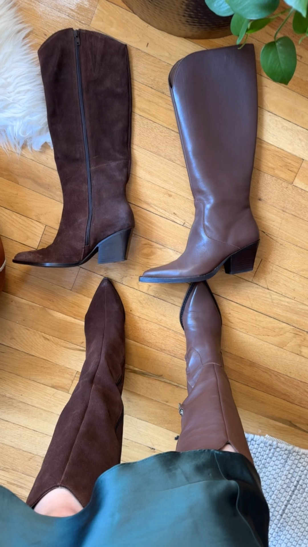 10,000 step tested knee high boots. These are both extremely comfortable & have a similar low heel height

Begging You Suede boot: order true size to wear with socks. Full side zip from knee to foot
Raj Leather Boot: size up 1/2. Available in wide & extra wide calf. Also comes in suede option 

#LTKShoeCrush #LTKStyleTip