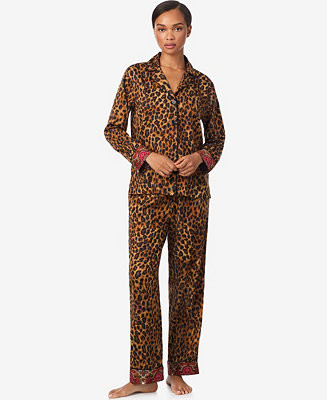 Lauren Ralph Lauren Women's Long Sleeves Notch Collar Pajama Set - Macy's | Macy's
