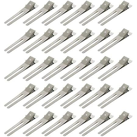 50pcs Hairdressing Double Prong Curl Clips, Wobe 1.8" Curl Setting Section Hair Clips Metal Alligato | Amazon (US)