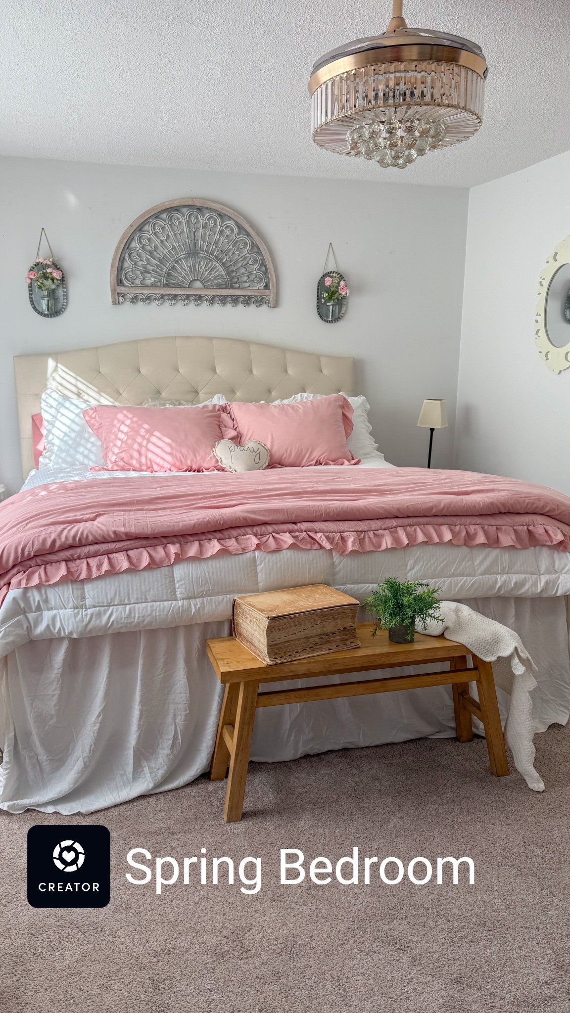 Soft, serene, and just a little bit glam ✨ My bedroom is all about cozy neutrals, layered whites, and feminine touches of blush pink. I kept the vibe light and airy with soft textures, timeless pieces, and chic details that give it a dreamy, elevated feel. Think French country meets modern shabby chic 💕 You can shop my bedding, throw pillows, lighting, and decor on my LTK! #bedroomdecor #neutralbedroom #chicbedroom #shabbychicstyle #frenchcountrydecor #cozybedroomvibes #whiteandpinkdecor #ltkhome #bedroominspo #designedtolove
Spring bedding | Pink bedroom decor | Lush Home Decor | cozy bedding | cozy bedroom Amazon Home Decor 

#LTKFindsUnder100 #LTKGiftGuide 

#LTKHome #LTKHome #LTKSeasonal