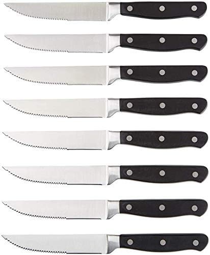 Amazon Basics 8-Piece Kitchen Steak Knife Set, Black | Amazon (US)