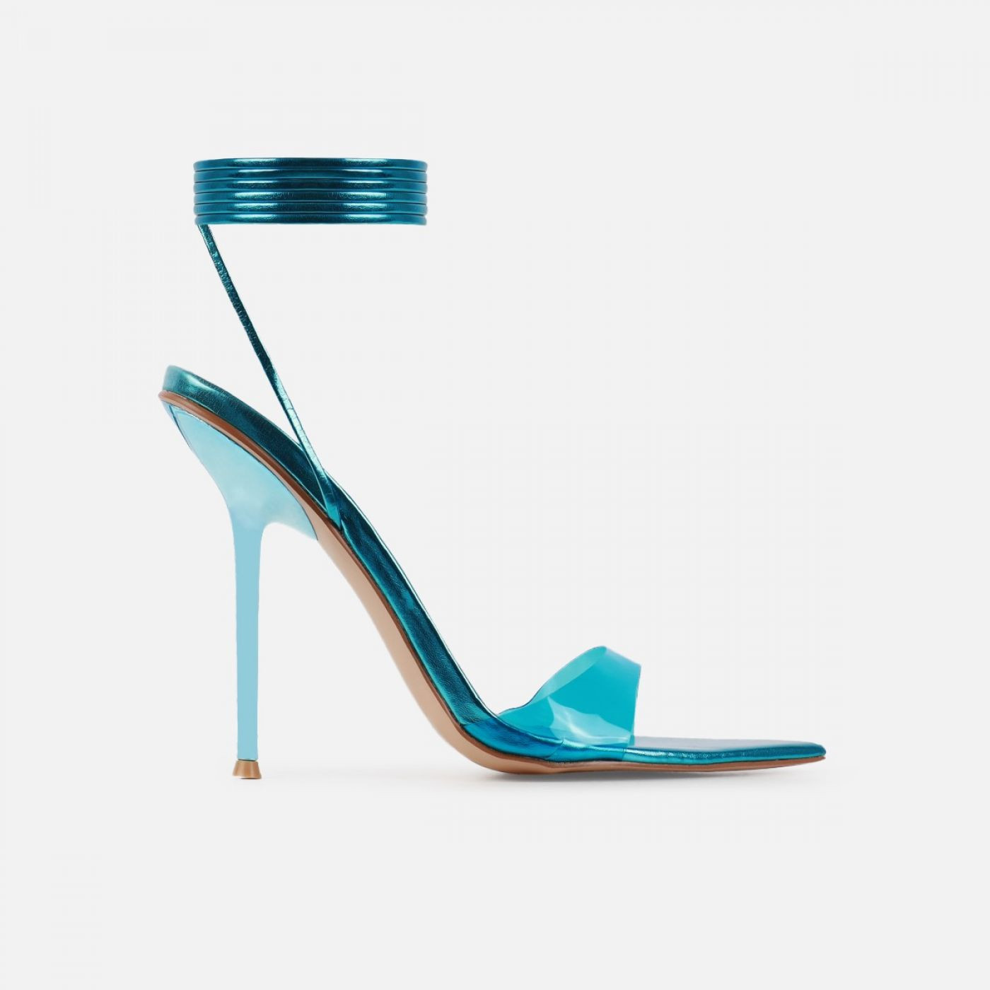 Ariaa Blue Clear Lace Up Stiletto Heels | Simmi Shoes