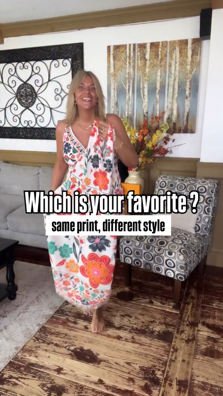 my swim dress & spring midi dress 👗 are air 12. Both are the same print, but different styles. Which is your favorite; tell me below ⬇️

#LTKSeasonal #LTKMidsize #LTKOver40