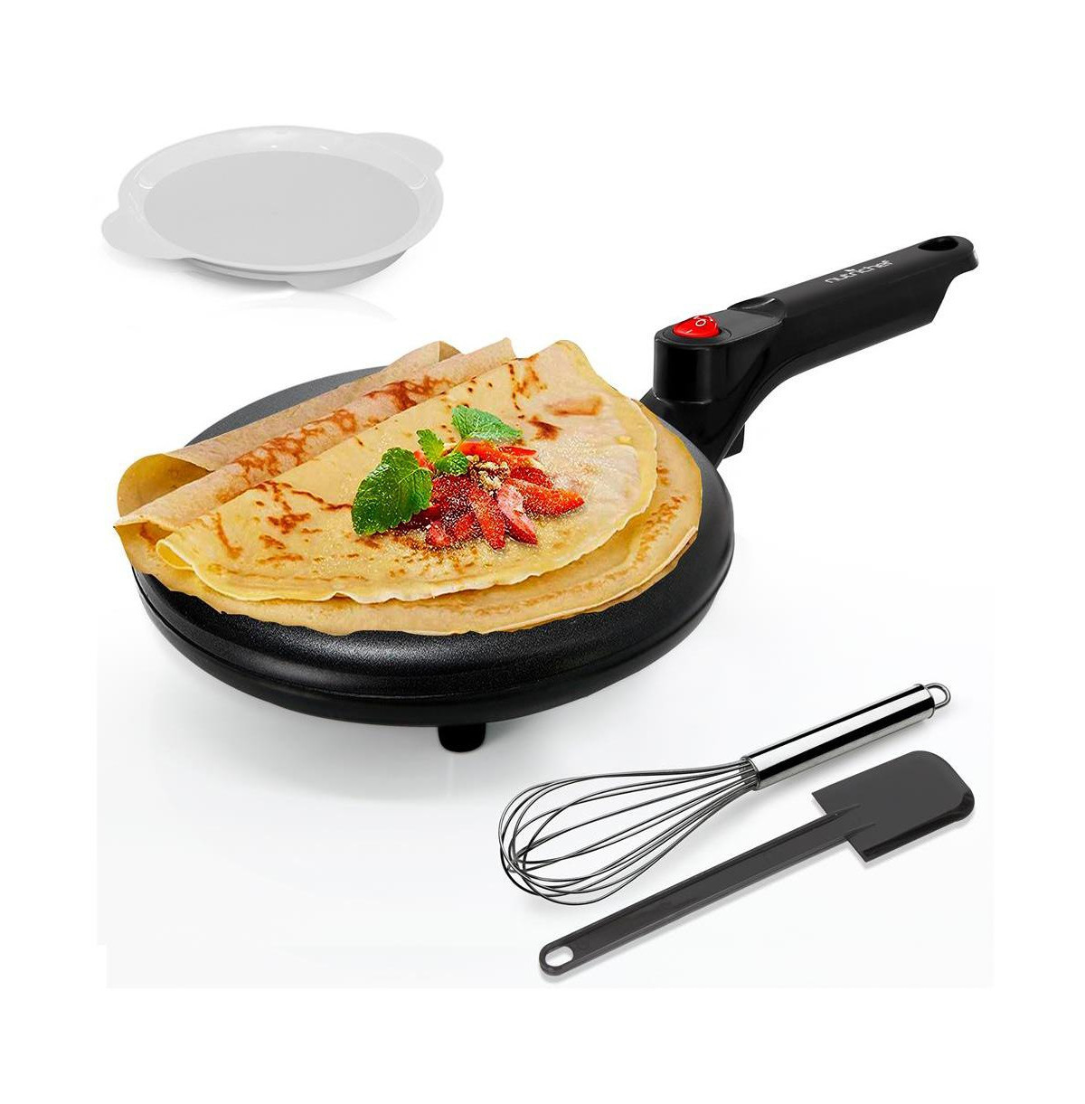 NutriChef 8-Inch Electric Crepe Maker and Griddle with Non-Stick Surface, 800W - PKCRM08 - Black | Macy's