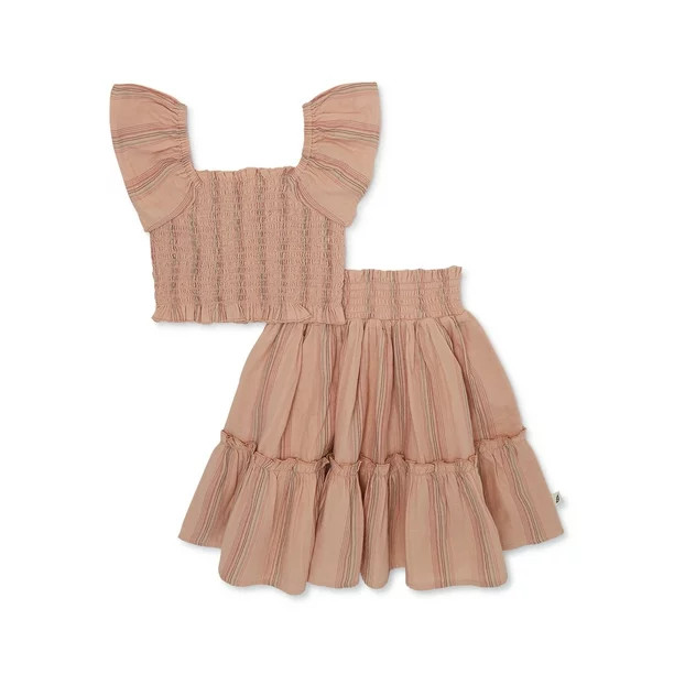 easy-peasy Baby and Toddler Girl Smocked Top and Skirt Set, 2-Piece, Sizes 12 Months-5T | Walmart (US)