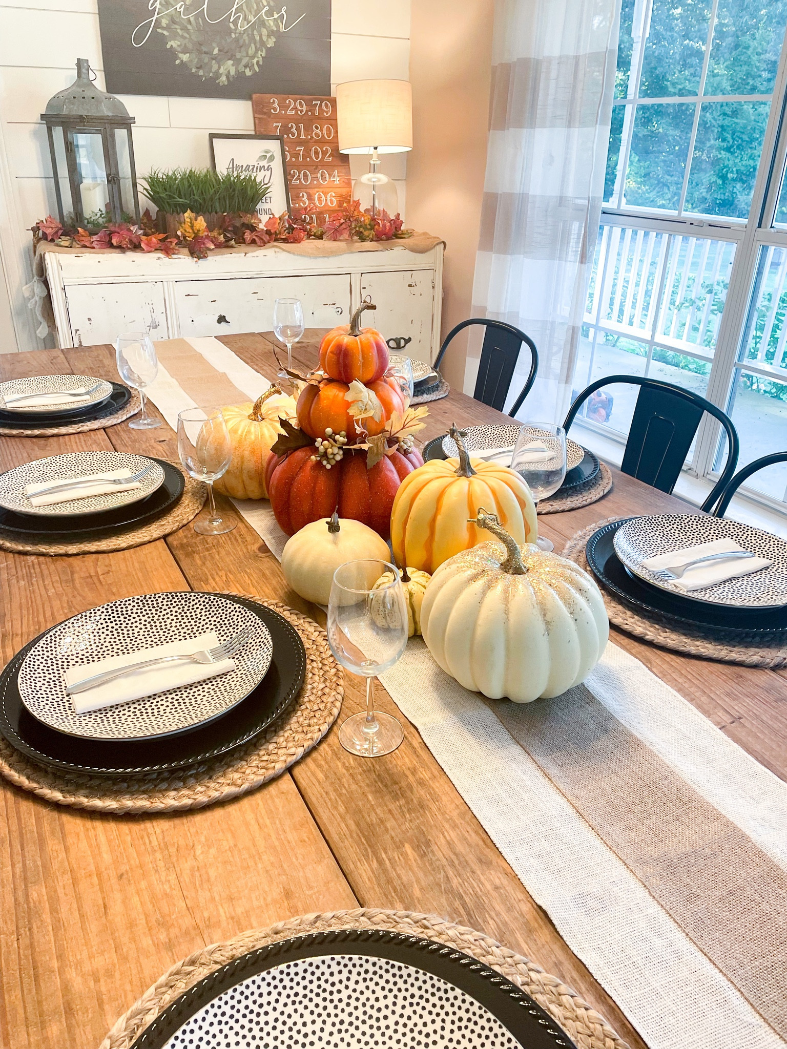 Simple fall tablescape, all Amazon and Walmart decor!

Tags:
Amazon home
Walmart home
Amazon fall decor
Walmart fall decor
Amazon fall dining 
Walmart fall dining
Fall tablescape
Fall table runner 
Fall dinnerware
Chargers
Farmhouse dinnerware
Farmhouse table
Fall farmhouse
Fall placemats 
Fall chargers


#LTKSeasonal #LTKhome #LTKunder50