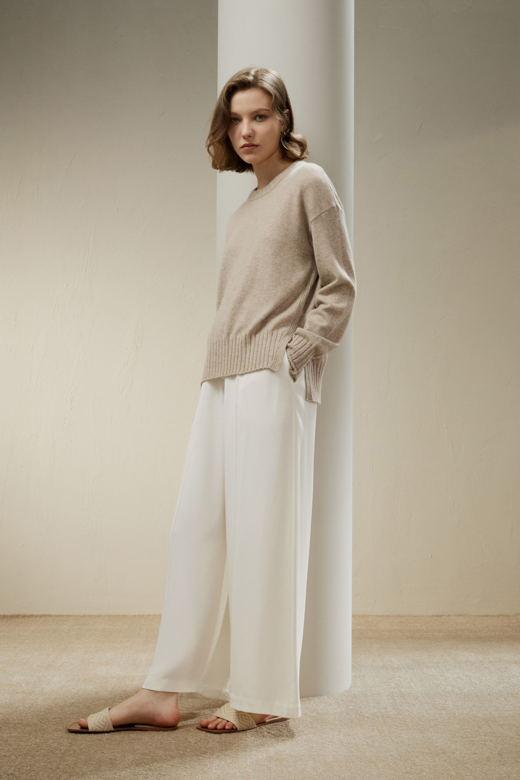 Crew Neck Cashmere Sweater | LILYSILK