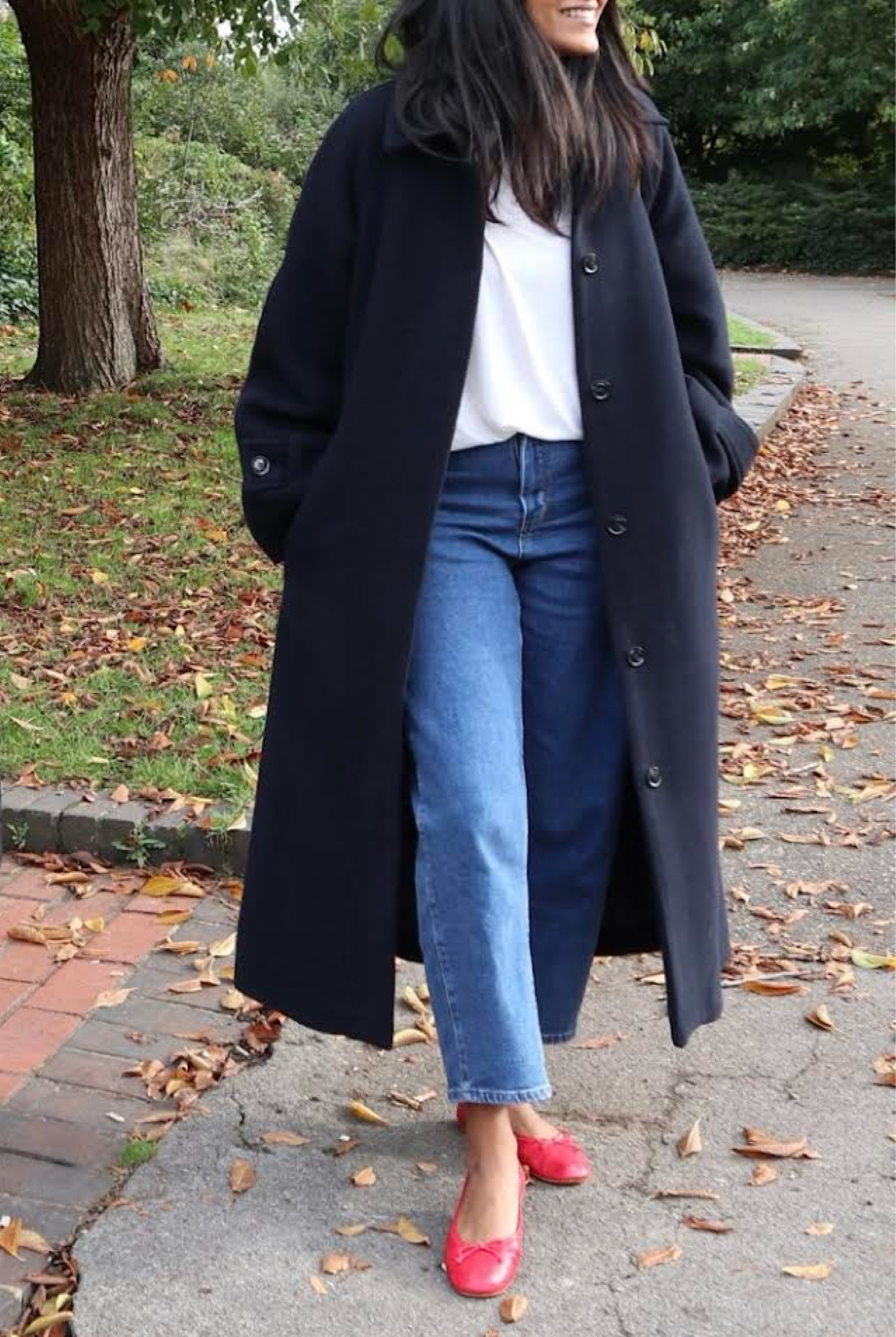 Samsoe samsoe, Coggles, Cos, Whistles, Boden, transitional style, transitional outfit, autumn outfit, autumn fashion, wool coat, oversized tee, barrel jeans, straight leg jeans, ballet flats, red flats, oversized coat, autumn outfit ideas, style inspiration 

#LTKeurope #LTKSeasonal #LTKstyletip