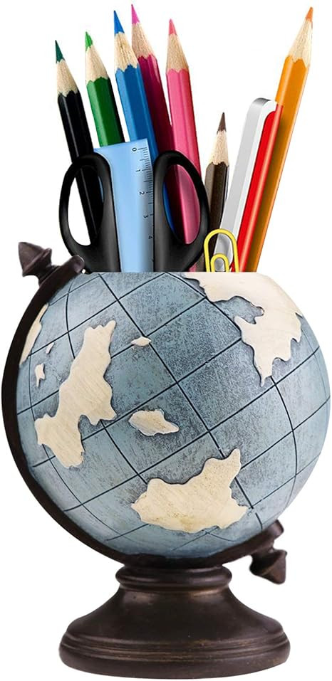 MUAMAX Globe Pen Pencil Holder for Desk Pen Organizer for Desk Desktop Organizer Pencil Cup Pot D... | Amazon (US)