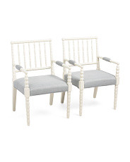 Set Of 2 21x35 Wooden Spindle Dining Arm Chairs | TJ Maxx
