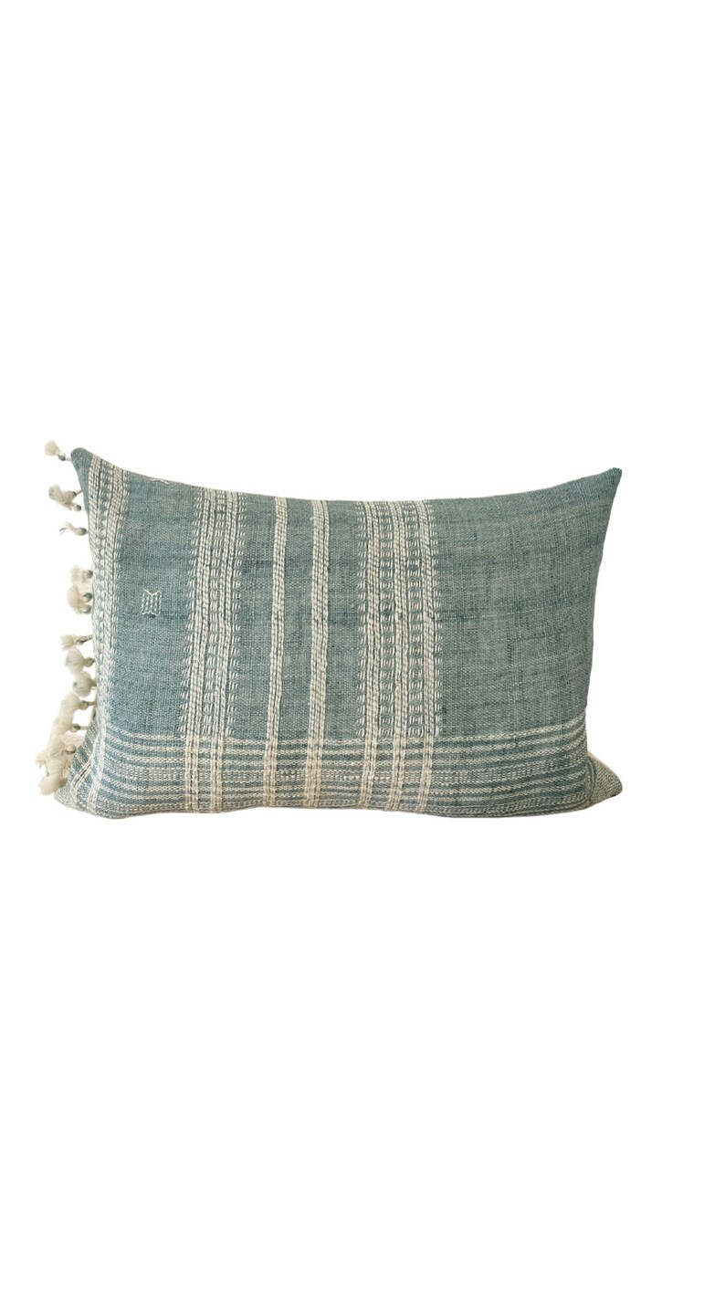 Savannah Blue Indian Wool Lumbar Pillow Cover, Coastal Blue Pillow, Designer Pillow Cover, Decora... | Etsy (US)