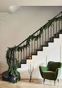Afloral Real Touch Norfolk Pine Entry/Staircase Garland - 180" Long | Amazon (US)