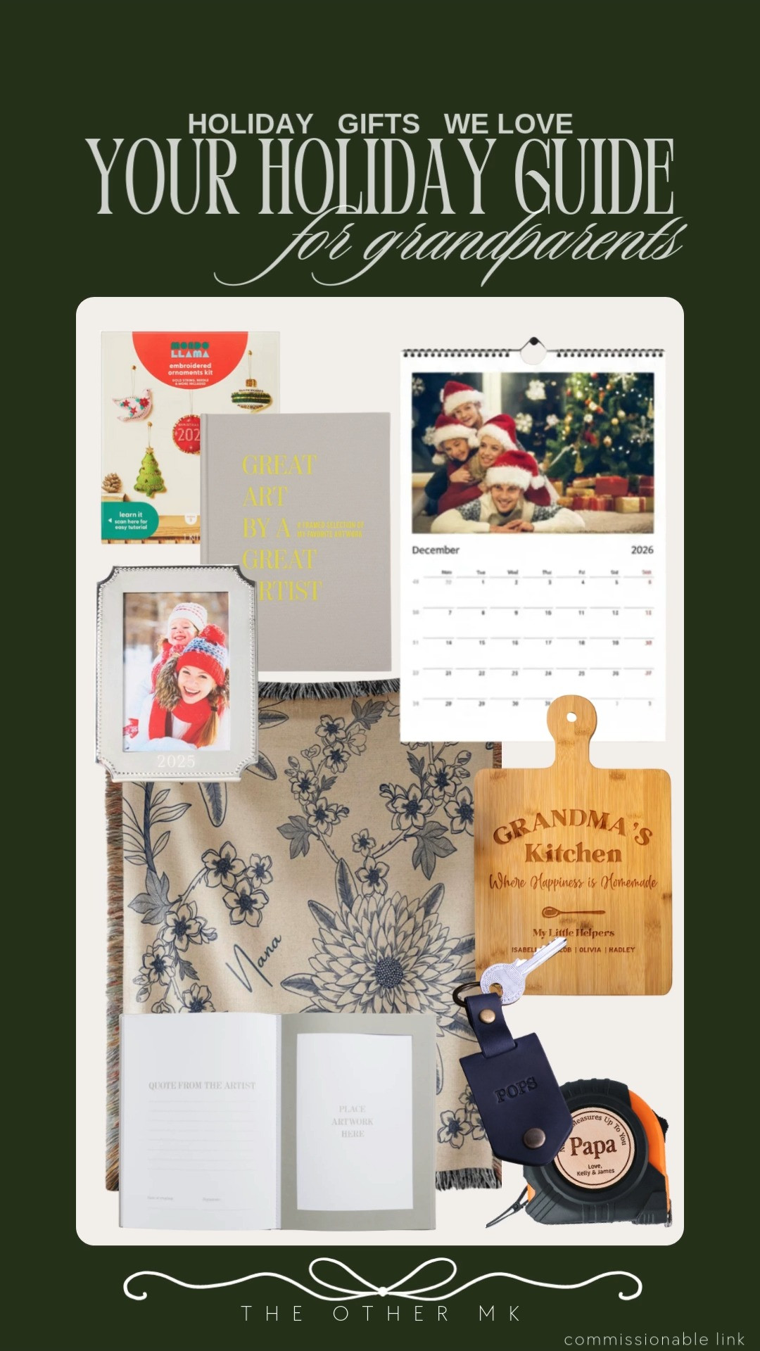 holiday gifts, Christmas gifts, trendy gifts, wishlist, holiday favorites, gifts for grandparents, calendar, picture frames, cutting board, book, blanket, measuring tape, ornament kit 

 

#LTKGiftGuide #LTKHoliday #LTKSaleAlert