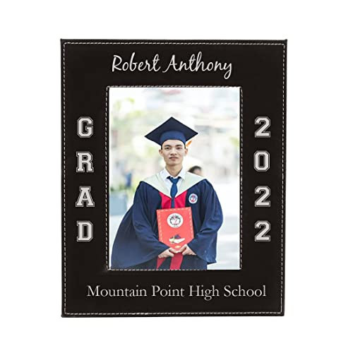 Personalized Graduate Class 2024 2025 2026 2027 2028 - Faux Leather Hanging/Tabletop Remembrance Celebration Memory Leatherette Photo Picture Student Graduation Black Frame (5x7-inch Vertical) | Amazon (US)