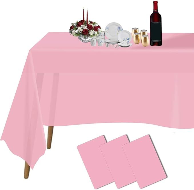 Plastic Tablecloths for Rectangle Tables 3 Pack 54" x 108" Party Table Cloths Disposable for 6 to... | Amazon (US)