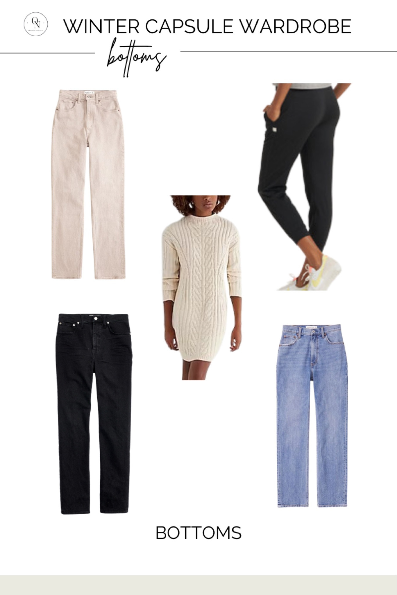 Winter Capsule wardrobe // winter outfit ideas // winter jeans // magic jeans // favorite straight denim // sweater dress // joggers 

#LTKSeasonal